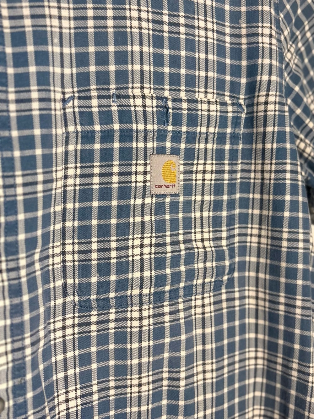 Carhartt Rugged Flex Blue Plaid Relaxed Fit Button Shirt Size L - Picture 5 of 7